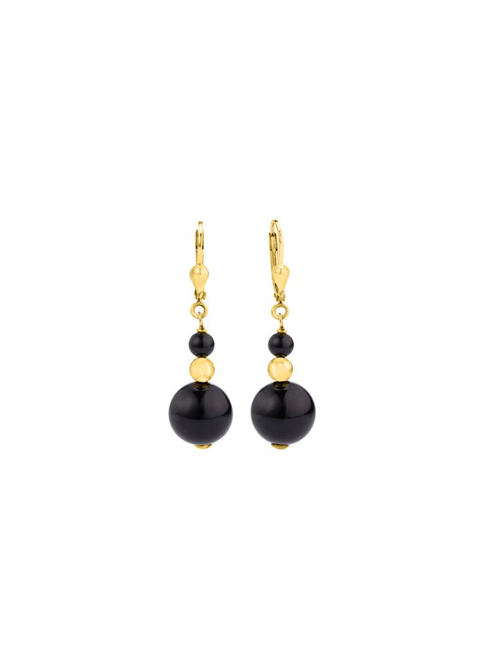 Oorbellen met echte zwarte agaat 