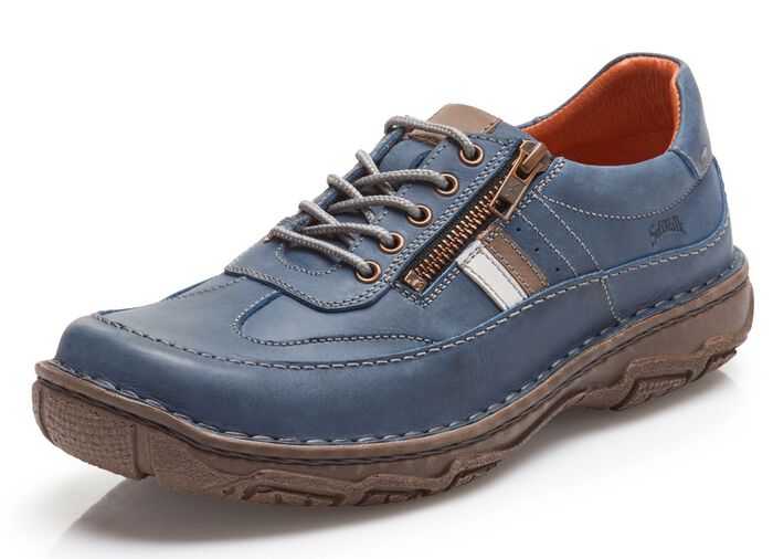 Veterschoen met contrasterende biezen 