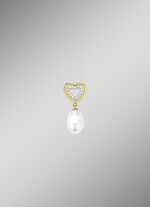 Hartvormige hanger met zoetwaterparel en synthetische zirkonia 