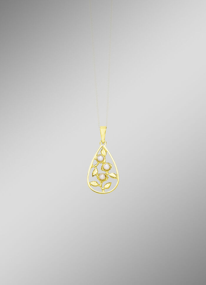 Elegante hanger in bloemmotief met zoetwaterparels 