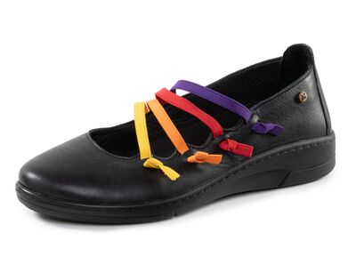 Andrea Conti pantoffels met kleurrijke, decoratieve elastische banden 