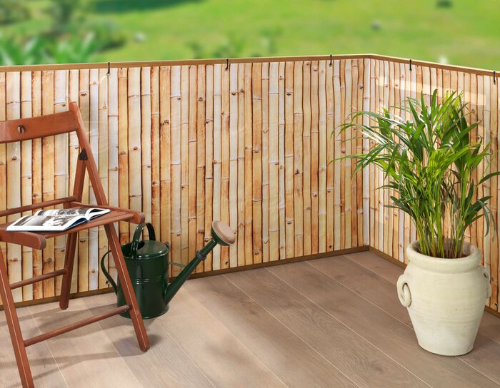 Balkon-zichtbescherming in bamboe-look 