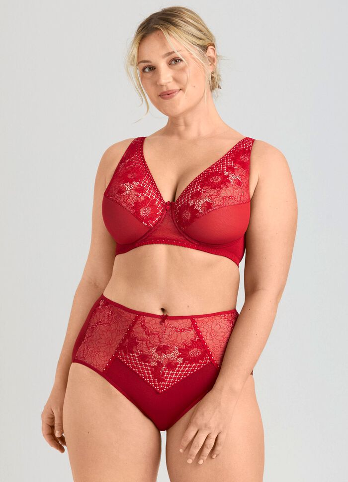 Miss Mary slip met gevoerde elastische kant ROT