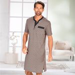 Nachthemd met korte mouwen en knoopsluiting 