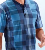 Nachthemd, korte mouwen, met ruitdessin, knoopsluiting en zijsplitten 