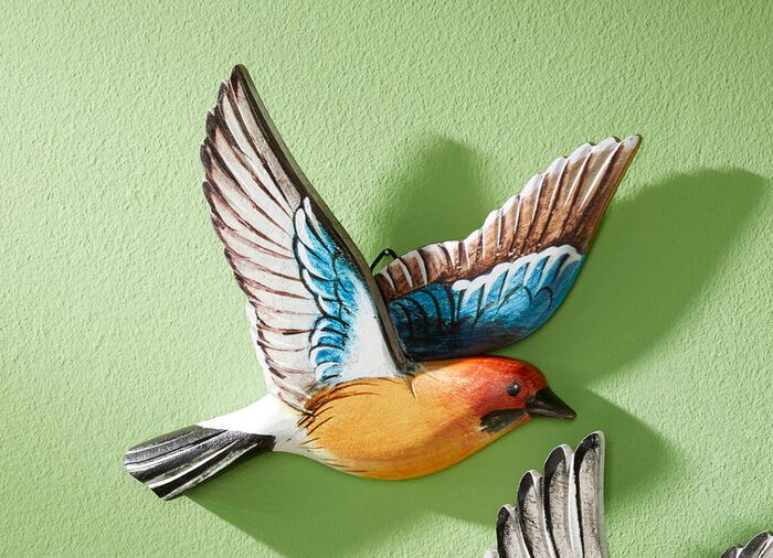 Handgeschilderde wanddecoratie vogel 