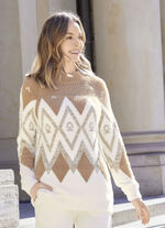 Trui met pluizig effectgaren CAMEL-ECRU-GOUDKLEURIG