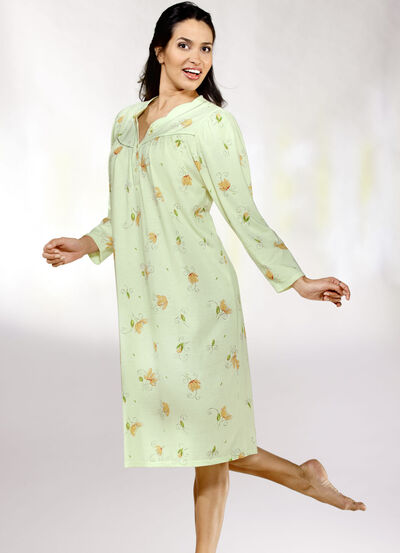 Twee-pack nachtjaponnen, lange mouwen met knoopsluiting 