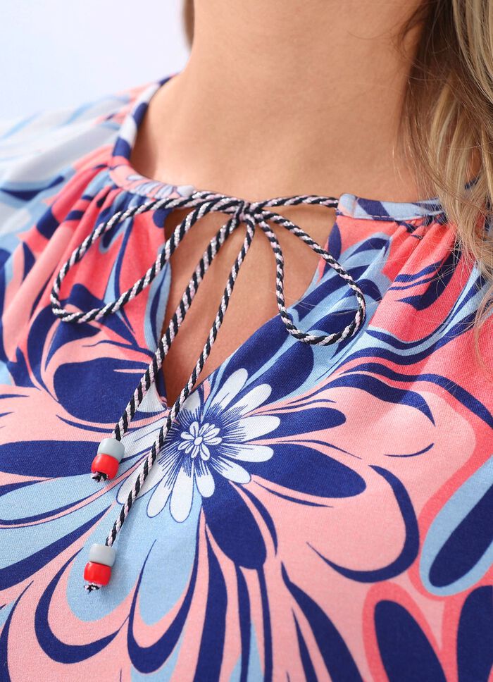 Overhemd met all-over patroon en V-split 