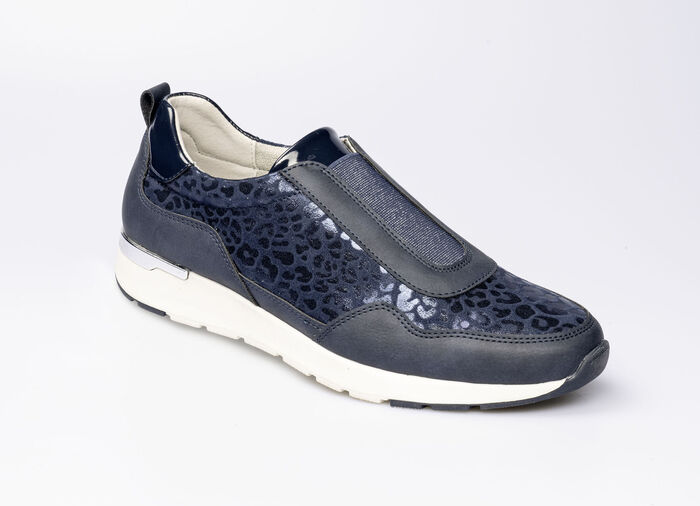 Modieuze stretch sneaker in luipaardlook BLAUW