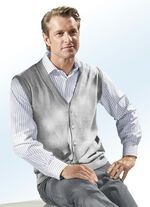 Gilet in 3 kleuren, met doorlopende knopenlijst ZILVERGRIJS GEM&Ecirc;LEERD