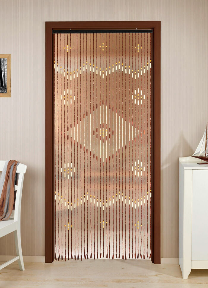 Deurgordijn van echte houten parels KLEURRIJK