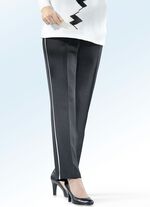 Broek met trendy contrastbiezen ZWART-ECRU