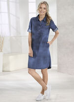 Denim jurk met overhemdkraag DONKERBLAUW