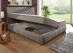 Boxspringbed met bedbox en topper GRIJS