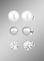 Elegante zilveren oorknopjes set, 3 paar 