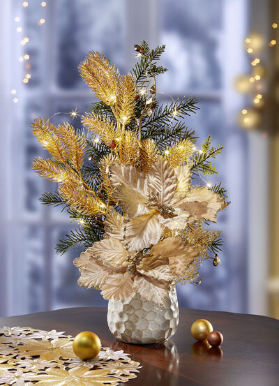 Verlichte kerstster arrangement 