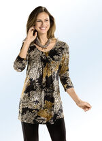 Lang shirt met all-over dessin in 3 kleuren BRUIN