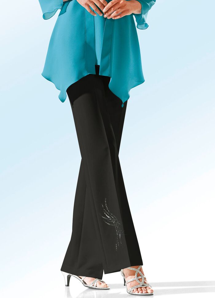 Broek met decoratief strassmotief 