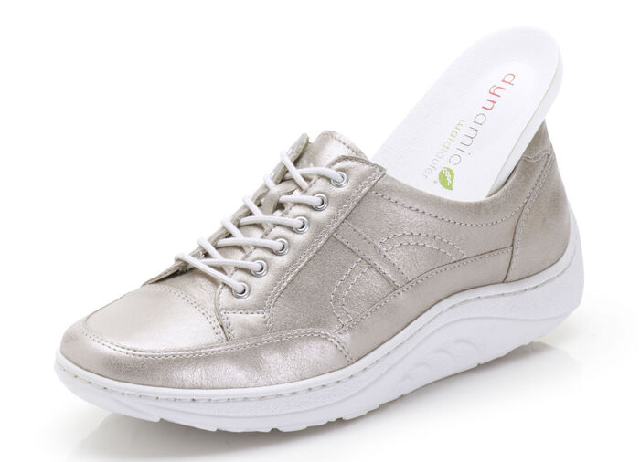 Waldläufer, comfortabele dames veterschoenen, breedte H, zool met afrolfunctie CHAMPAGNE