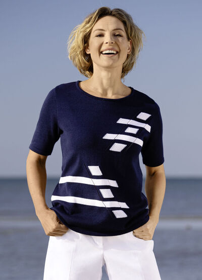 Trui met intarsia voorkant 