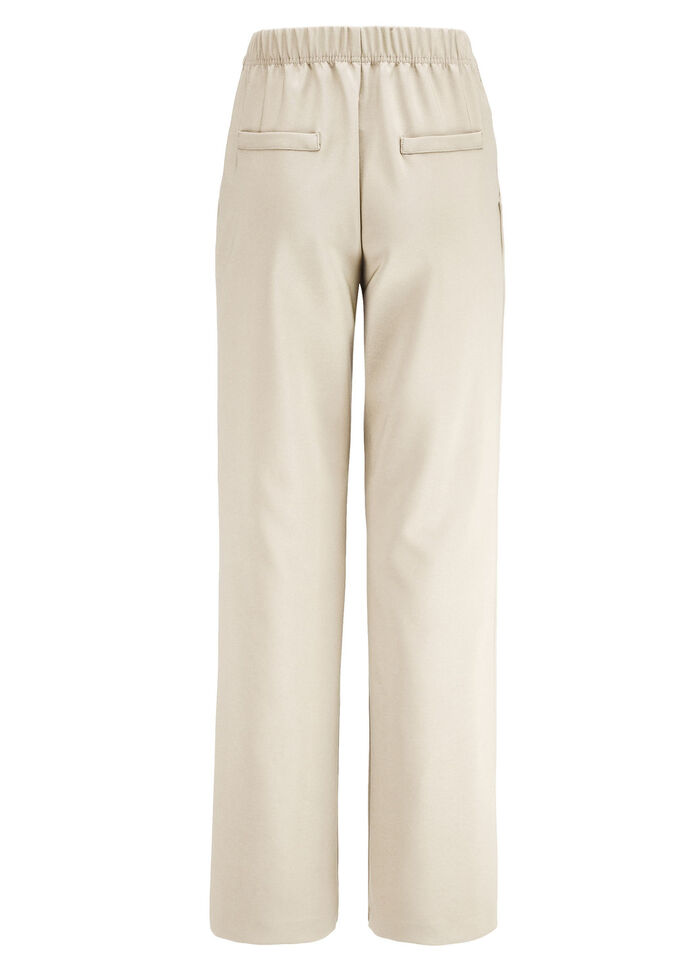 Broek met plooien in modieuze breedte BEIGE