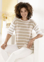 Trui met slimme contrasten BEIGE-WIT