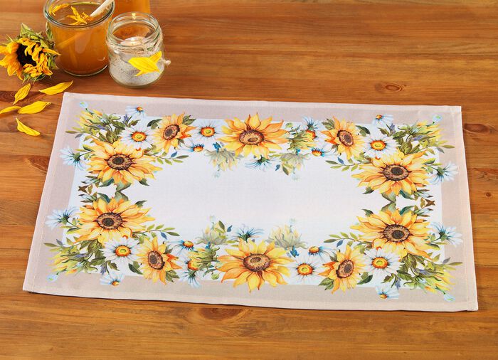 Tafel- en kamerdecoratie met mooie zonnebloemen 