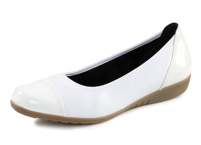 ELENA EDEN, klassieke damesballerina's, breedte G, met uitneembaar voetbed WIT