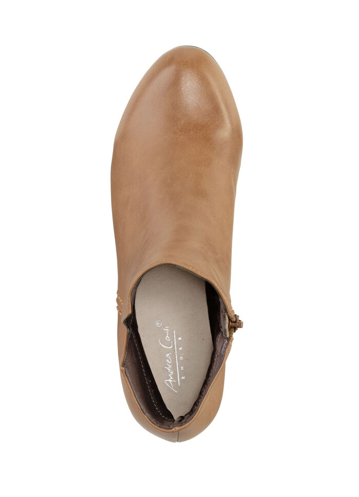Andrea Conti, trendy dames enkellaarsjes, met rits COGNAC