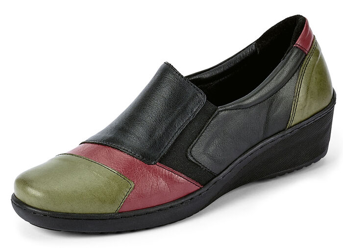 Gemini pantoffels met elastische zijkanten ZWART-OLIJF-ROBIJNROOD