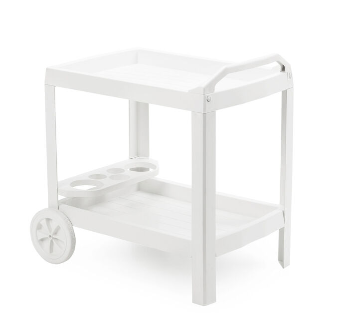 Serveerwagen met geïntegreerde flessenhouder WIT