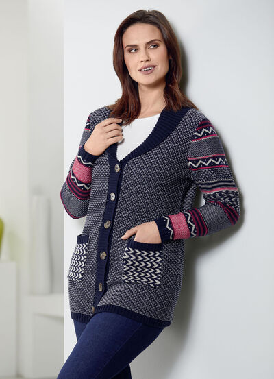 Cardigan in een mix van patronen 
