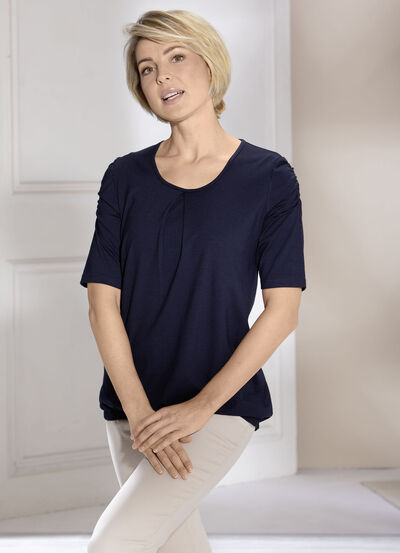 Shirt met stolpplooien in 2 kleuren 