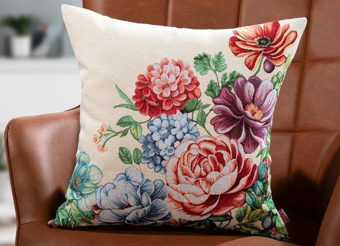 Kussenhoes bloemen met ritssluiting 