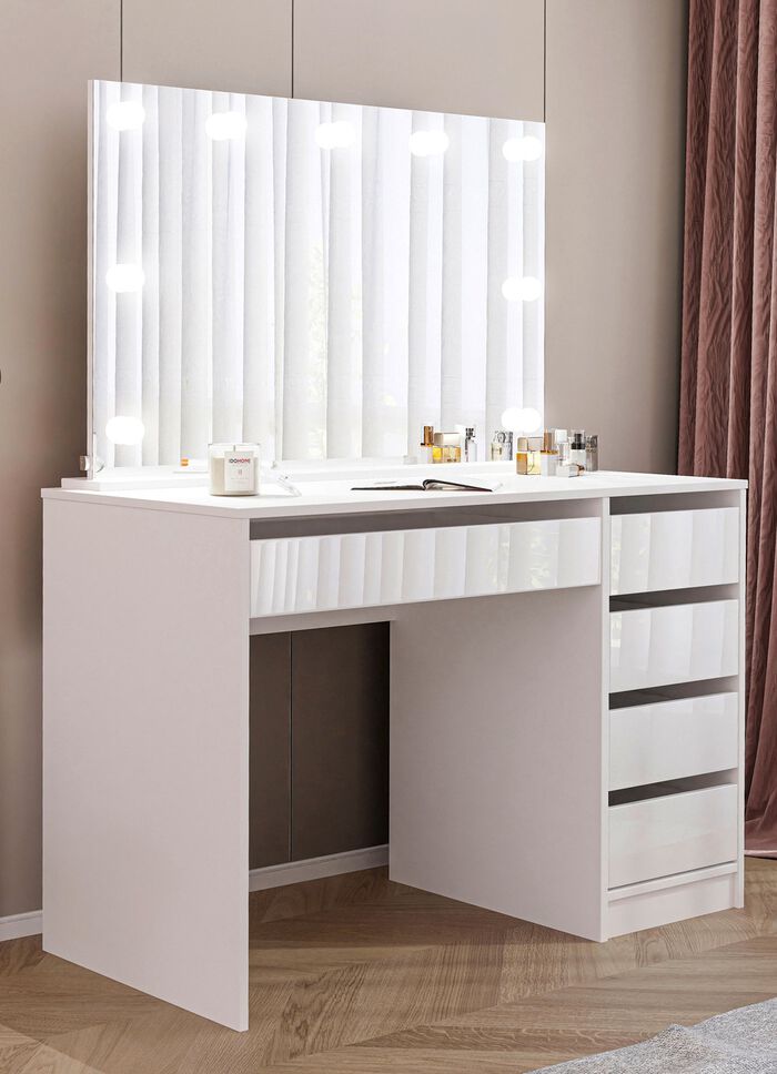 kaptafel met ledverlichting HOOGGLANS WIT