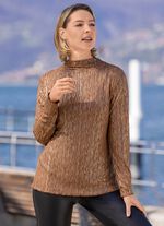 Shirt met modieuze halslijn KAMEEL