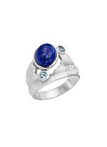 Damesring met lapis lazuli en babyblauwe topaas 