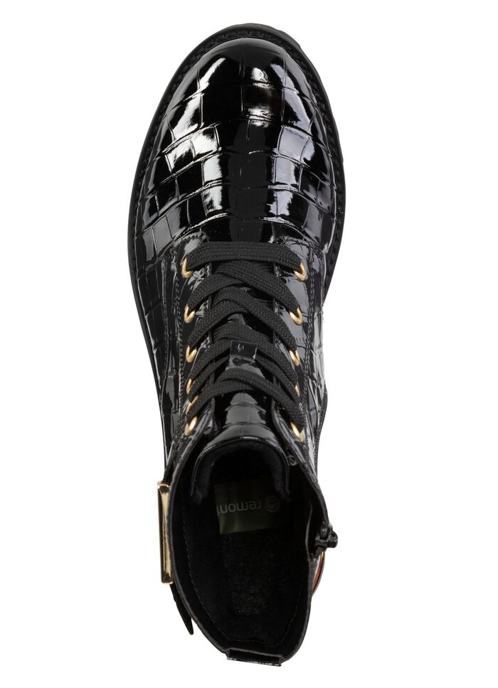 Remonte, stijlvolle dames enkellaarsjes, winterschoenen, breedte G, met uitneembaar voetbed ZWART-GOUD