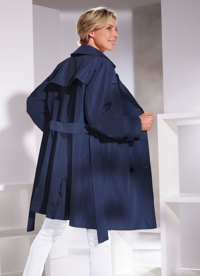 Trenchcoat met riem in 2 kleuren DONKERBLAUW
