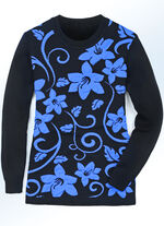 Trui met jacquardmotief en cloqué-effecten BLAUW-ZWART