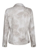 Denim blazer met tonale bladprint 