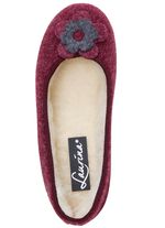 Laurina, warme damespantoffels, met scheerwol BORDEAUX