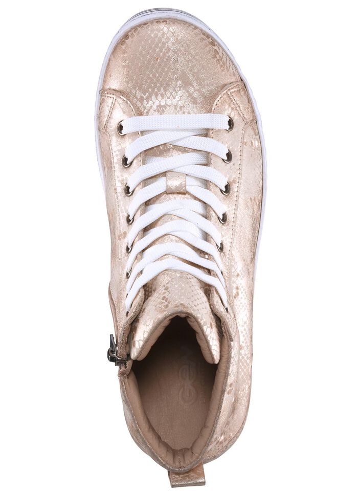 Gemini veterlaarsjes van rundleer met reli&euml;f en een metallic glans MAT GOUD