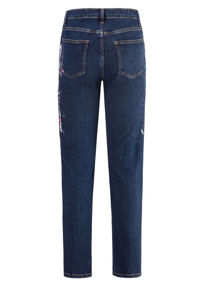 Jeans met handgeschilderde bloemmotieven 
