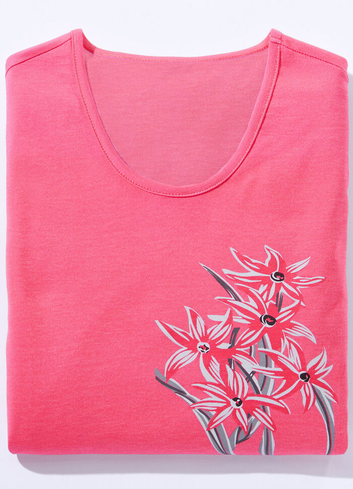 Nachthemd met geplaatste print en korte mouwen 