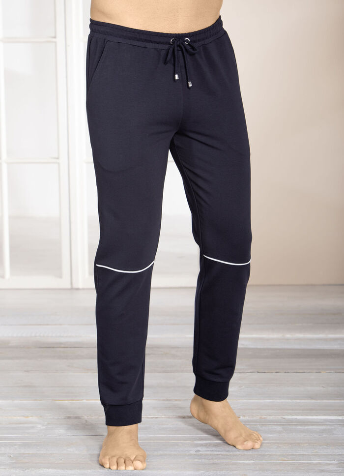 Broek met decoratieve biezen MARINE