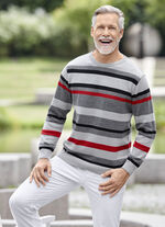 Modieuze ronde hals trui in 2 kleuren GRAU-SCHWARZ-ROT