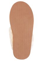 ELENA EDEN, warme damespantoffels, met lamsvacht KAMEEL