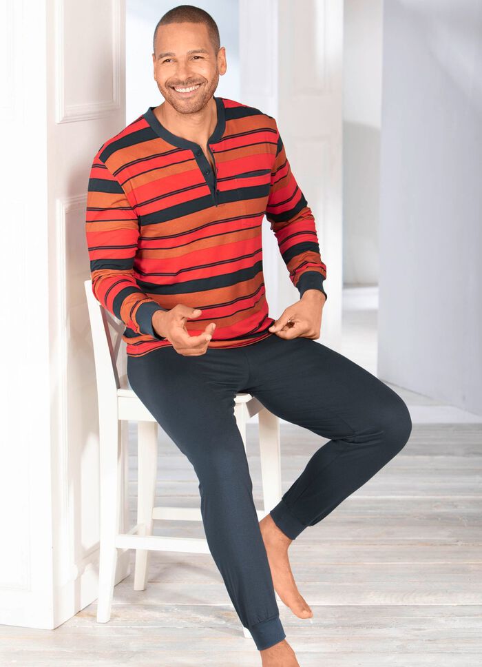 Pyjama met knoopsluiting en manchetten 